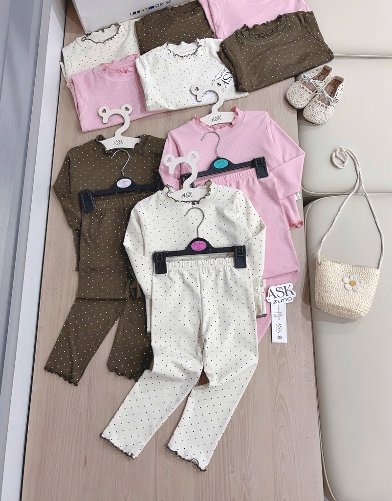 SET BỘ ZIP DÀI CHẤM BI 3 MÀU BÉ GÁI(XẢ 55k)