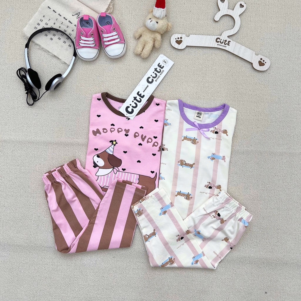 SET 2 BỘ DÀI TÍM HAPPY PUPPY CHO BÉ GÁI