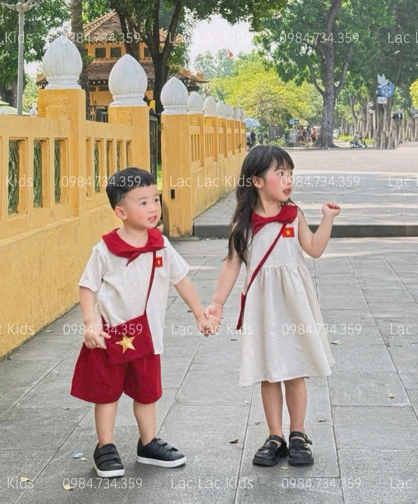 BỘ CONSET CỜ ĐỎ SAO VÀNG BÉ TRAI BÉ GÁI