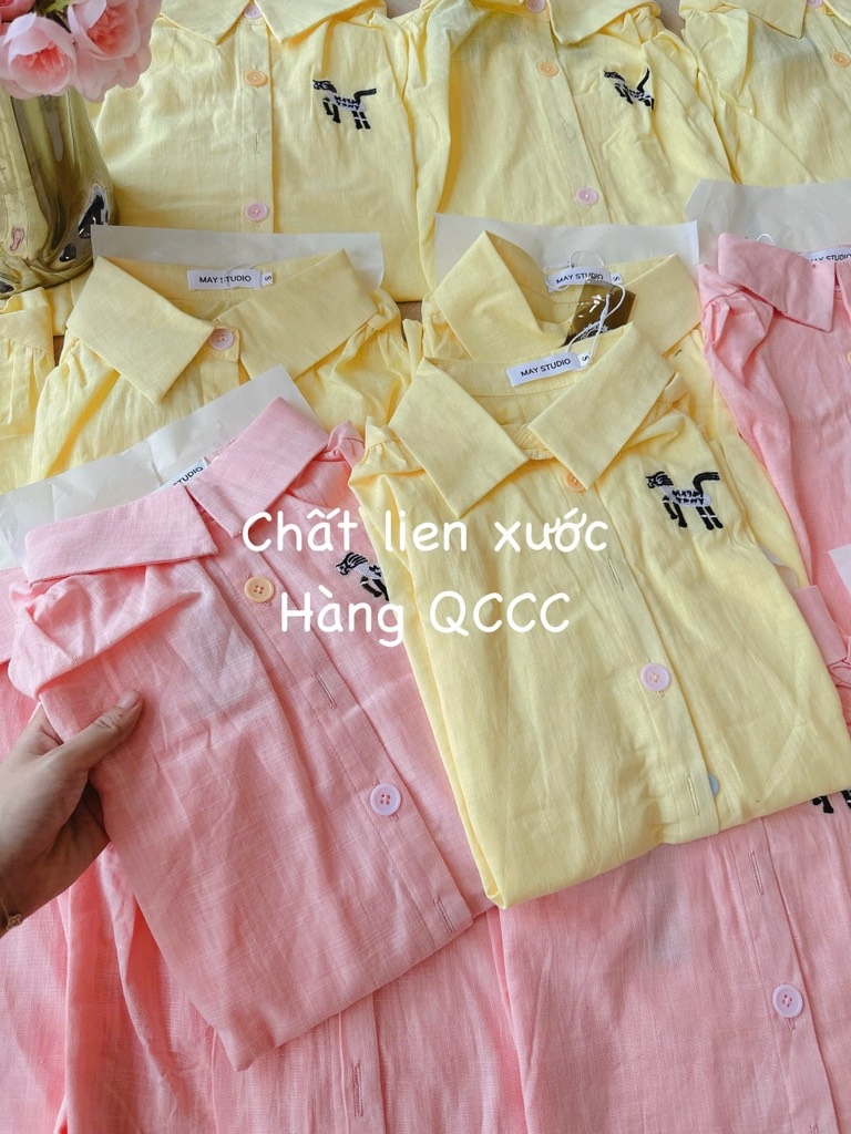 ÁO SƠ MI TAY LIỀN CÚC THÊU NGỰA NỮ
