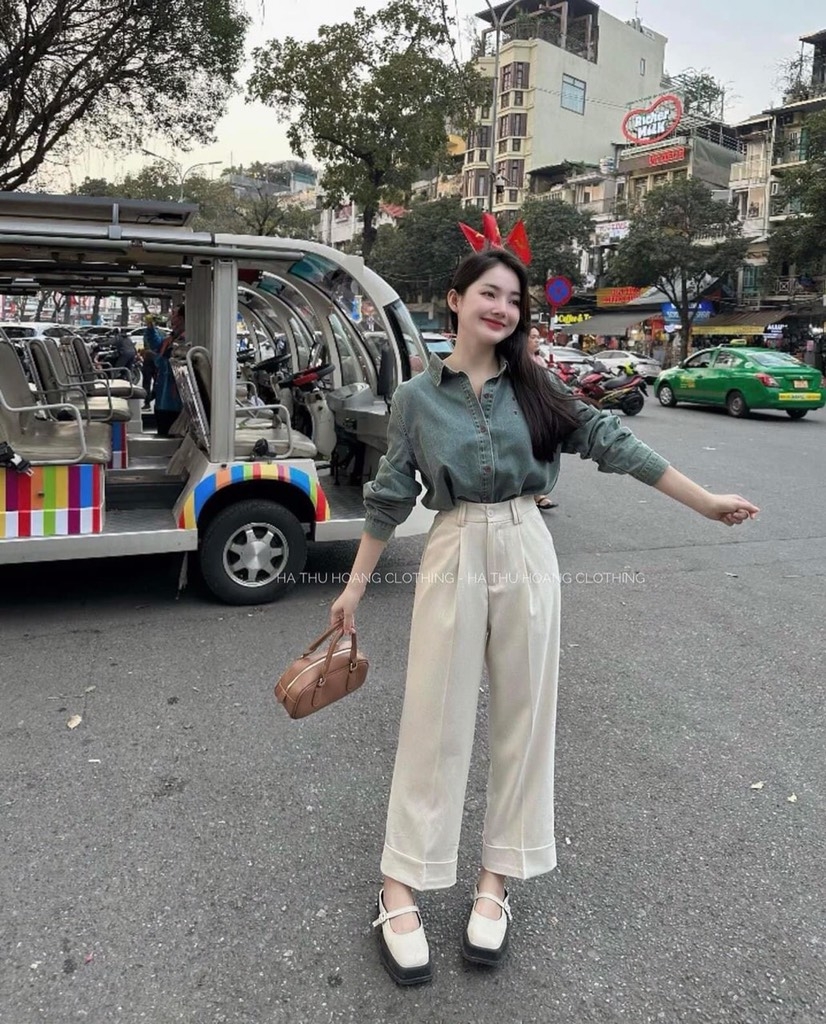 QUẦN VẢI SUÔNG ỐNG GẬP(xả55k)
