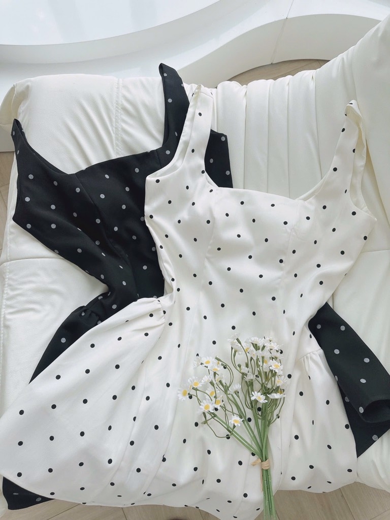 VÁY HAI DÂY CHẤM BI NỮ SẴN(SALE 115k)