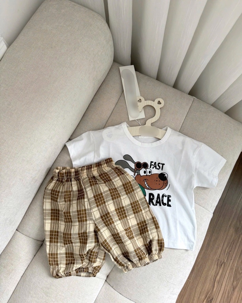 SET ÁO COTTON QUẦN ĐŨI FAST ROAD RACE CHO BÉ