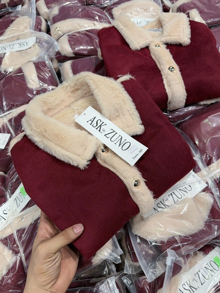 ÁO GILE DA LỘN LÓT LÔNG – MÀU ĐỎ RƯỢU NỮ THU ĐÔNG SẴN