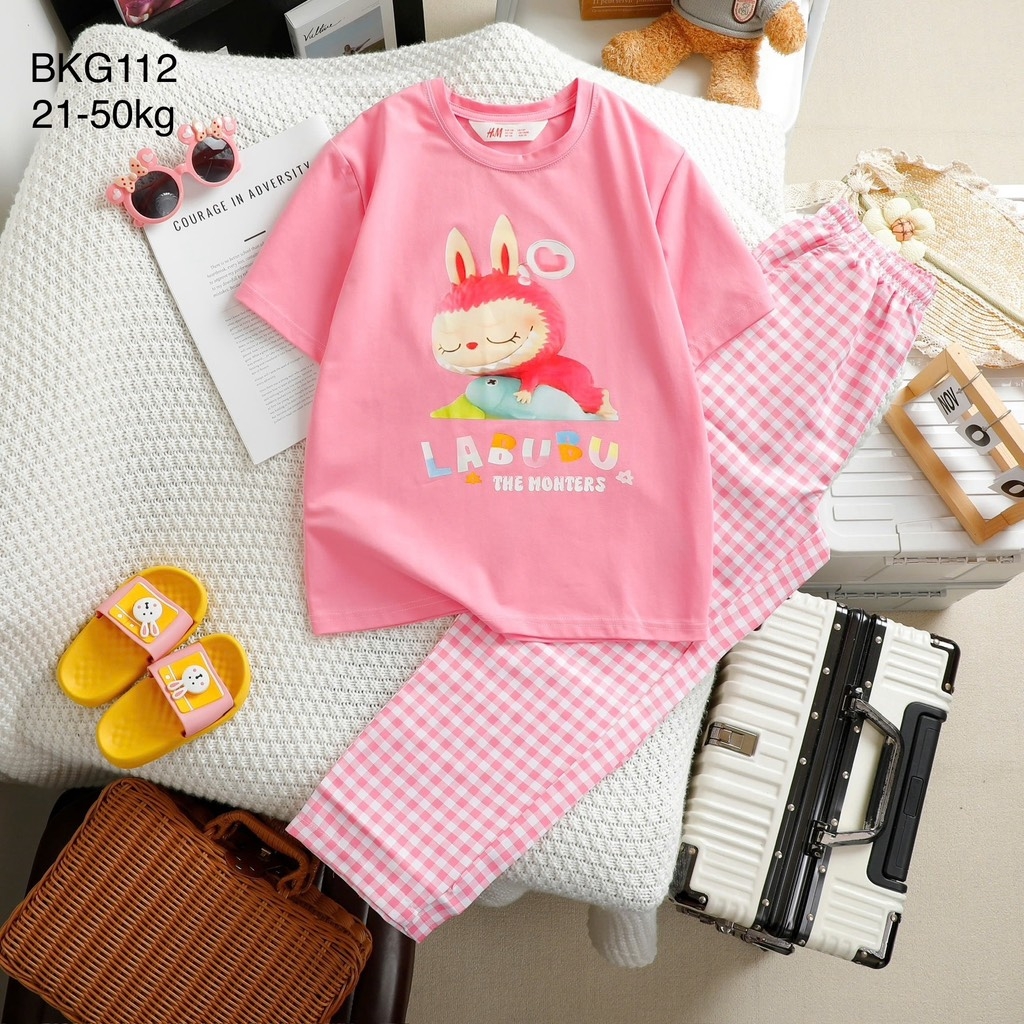 BỘ BÉ GÁI CAO CẤP  QUẦN KẺ 6 MÀU