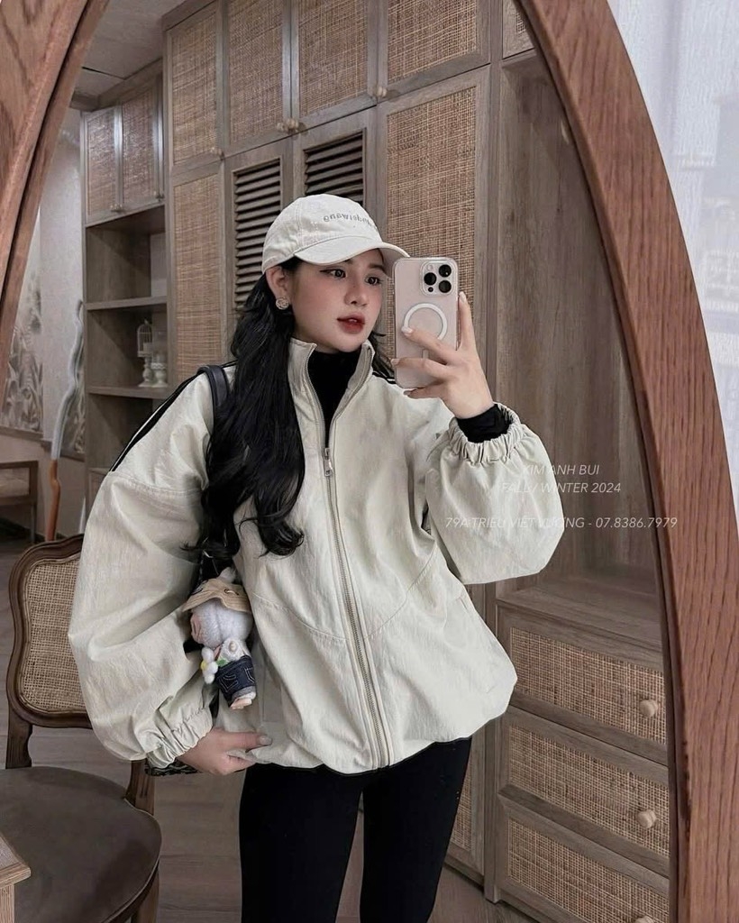 ÁO PHAO TRẦN MÀU GHI SÁNG NỮ THU ĐÔNG