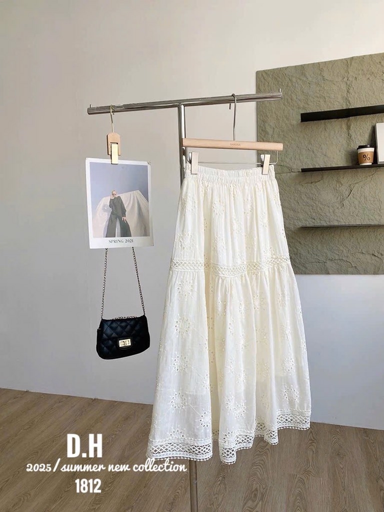 VÁY DÀI REN HOẠ TIẾT 3 MÀU CHO NỮ