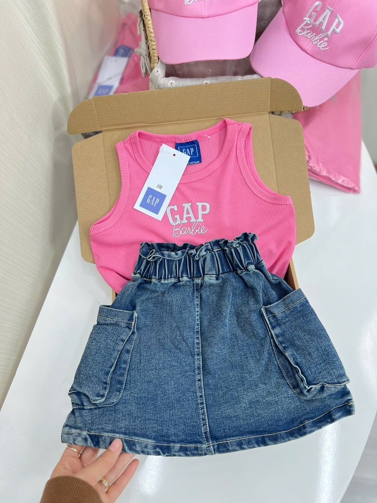 SET ÁO SÁT NÁCH GAP HỒNG CV BÒ KÈM MŨ BÉ GÁI SẴN(XẢ 70k)