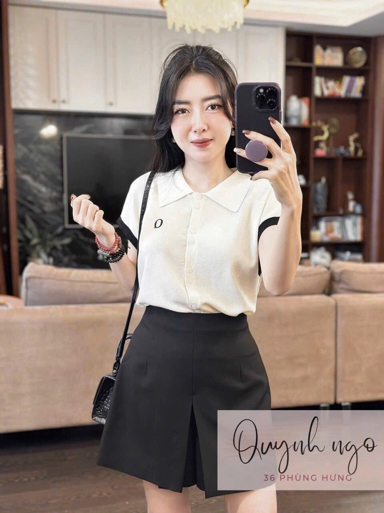 SET ÁO THÊU QUẦN THIẾT KẾ VẠT LI TRƯỚC NỮ SẴN
