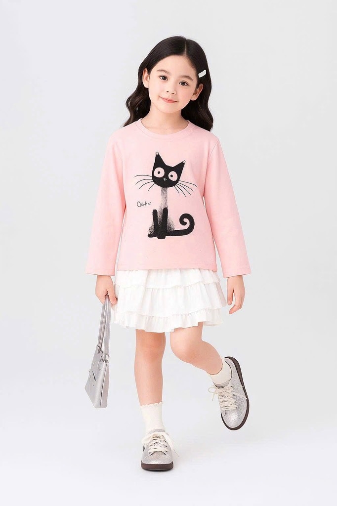 ÁO PHÔNG MÈO DÀI TAY QCCC BÉ GÁI