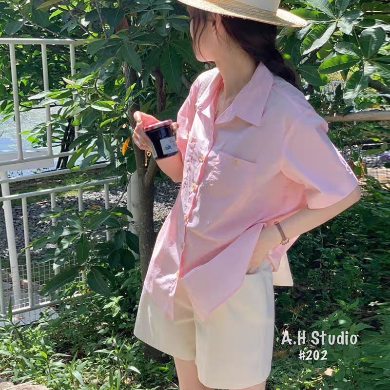 SƠ MI KHUY GỖ CỘC TAY SẴN