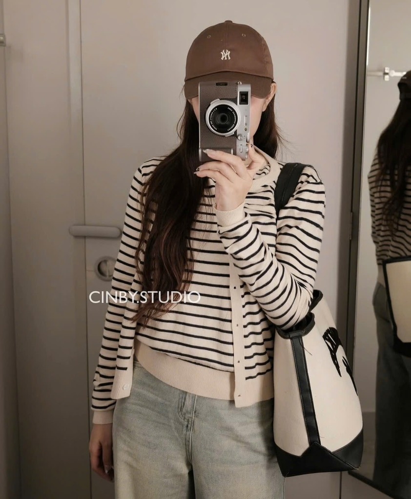 SET 2 ÁO LEN KẺ CDG VÀ CỘC TAY NỮ THU ĐÔNG
