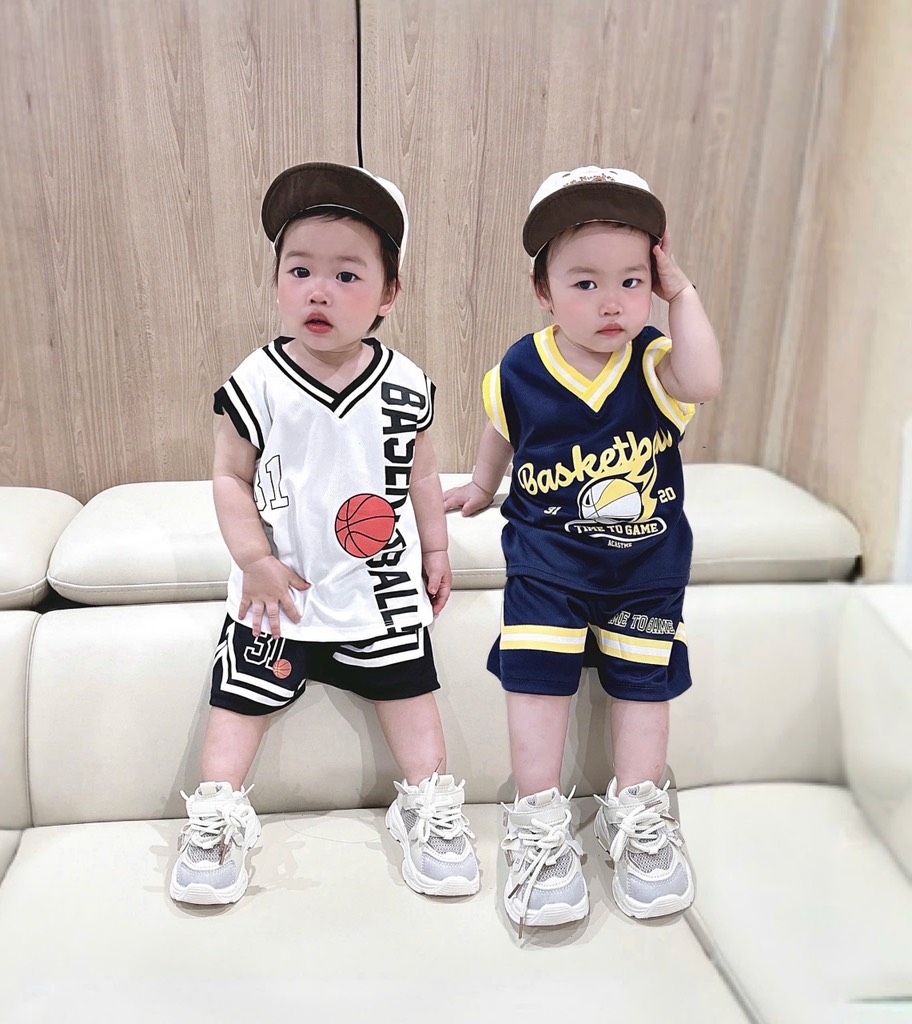 SET 2 BỘ BÓNG RỔ TRẮNG THAN BÉ TRAI(Xả 79k)