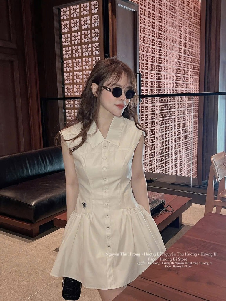 VÁY THÊU ONG ĐUÔI CÁ MÀU TRẮNG NỮ SẴN