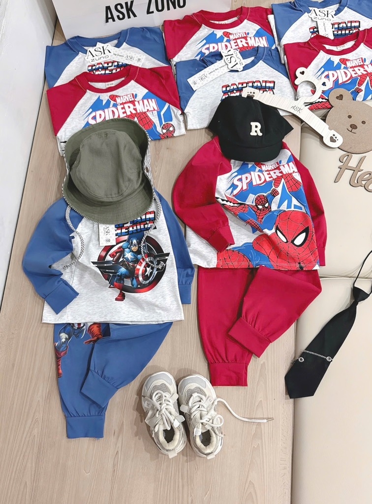SET 2 BỘ DÀI NGƯỜI NHỆN – MARVAL TONE ĐỎ XANH BÉ TRAI SẴN