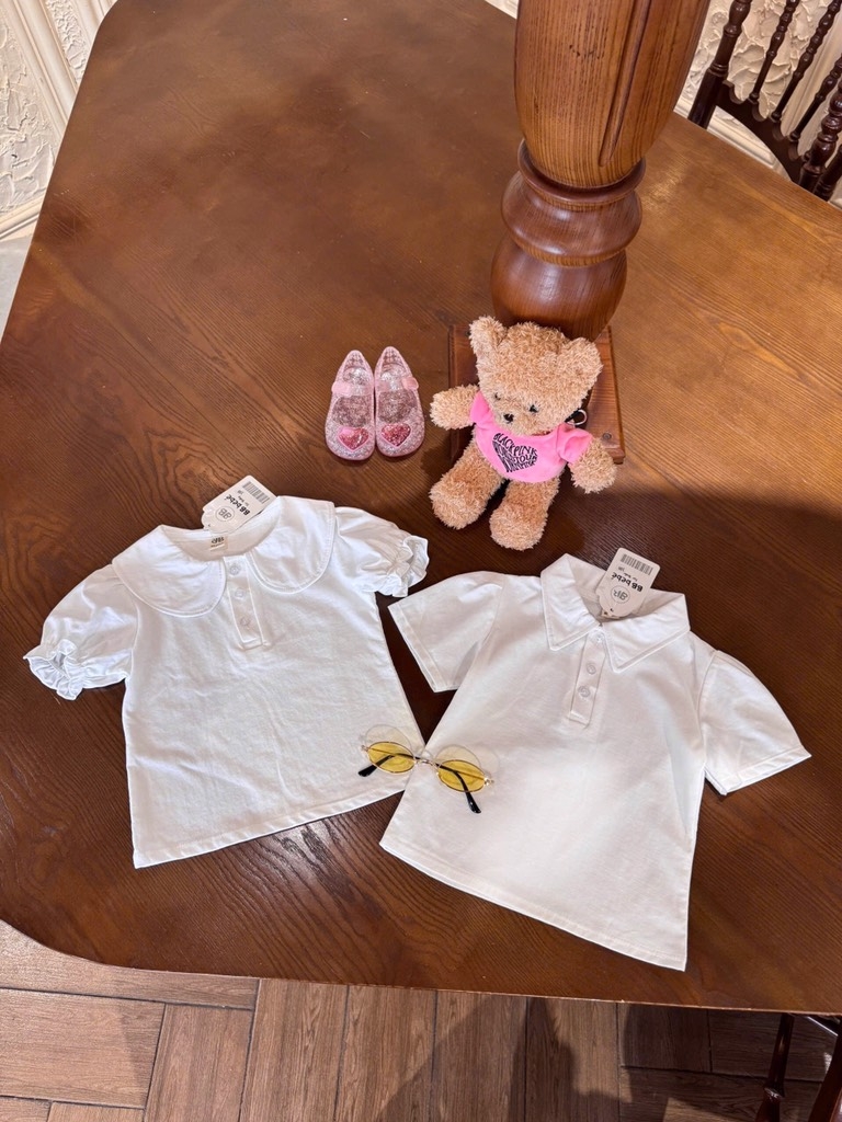 SÉT 2 ÁO TRẮNG CỔ SEN+ CỔ ĐỨC CHO BÉ GÁI