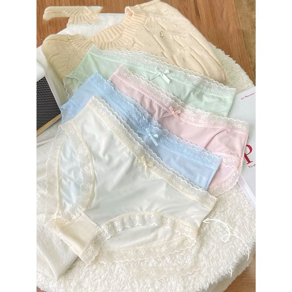 SET 10 QUẦN LÓT NỮ VIỀN REN MÀU PASTEL SẴN