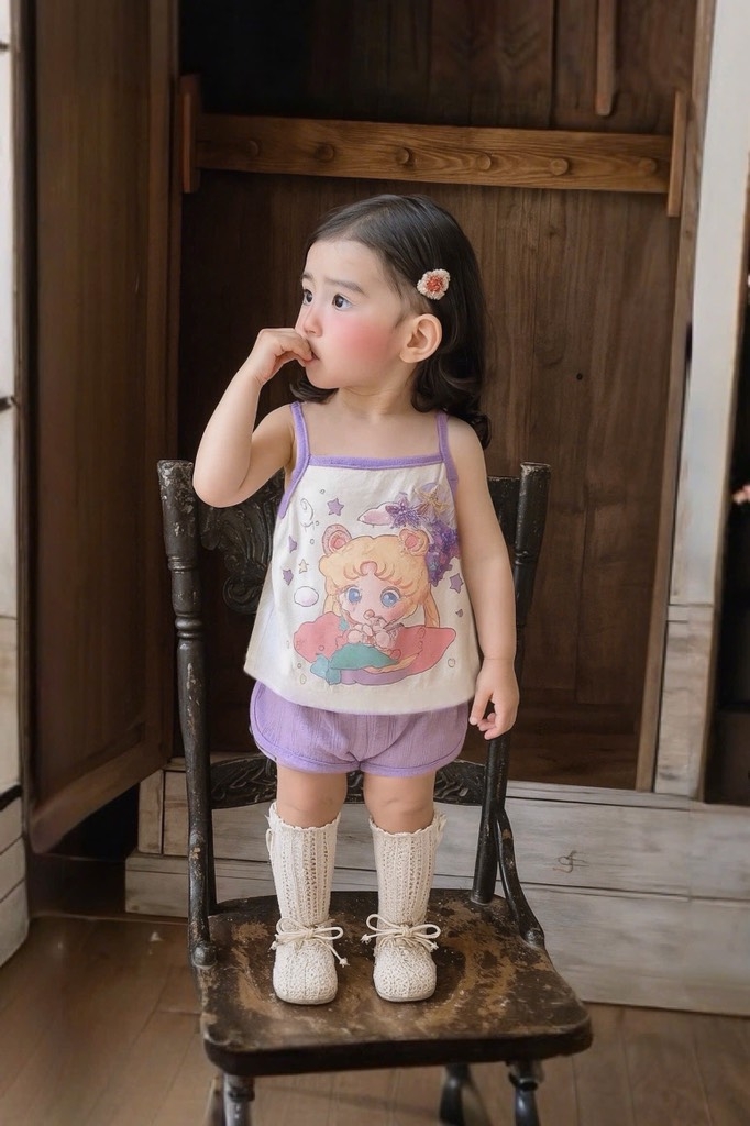 SET 3 BỘ 2 DÂY TONE MÀU TRẮNG-KEM-TÍM BÉ GÁI