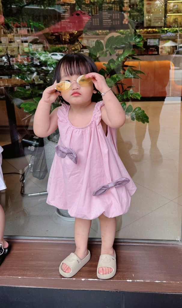 VÁY SÁT NÁCH BỒNG NƠ TÍM BÉ GÁI SẴN(XẢ 50k)