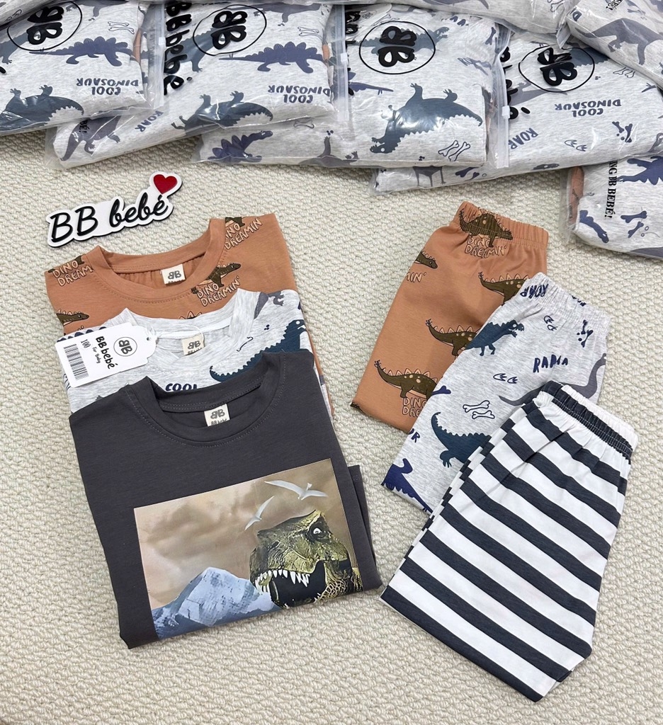 SET 3 BỘ DÀI TAY KHỦNG LONG BÉ TRAI