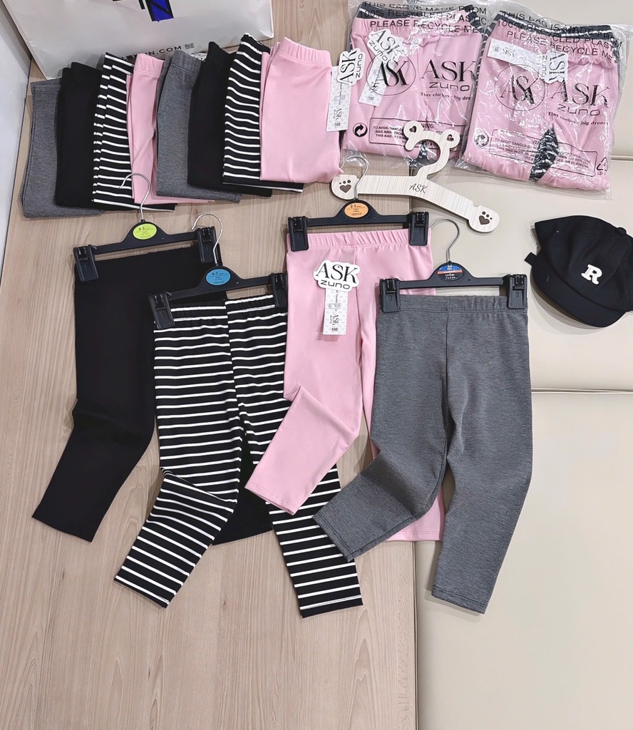 COMBO 4 QUẦN ZIP DÀI TONE GHI HỒNG BÉ GÁI