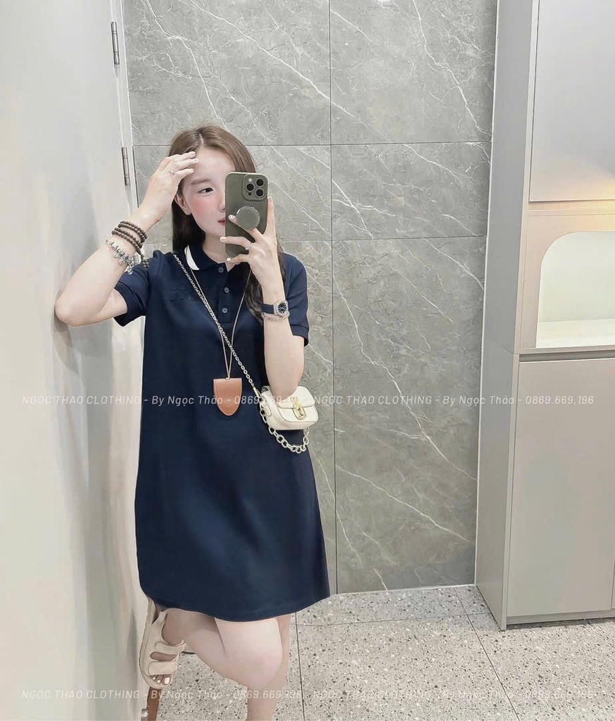 VÁY POLO SUÔNG 2 MÀU BASIC NỮ SẴN (SALE 79k)