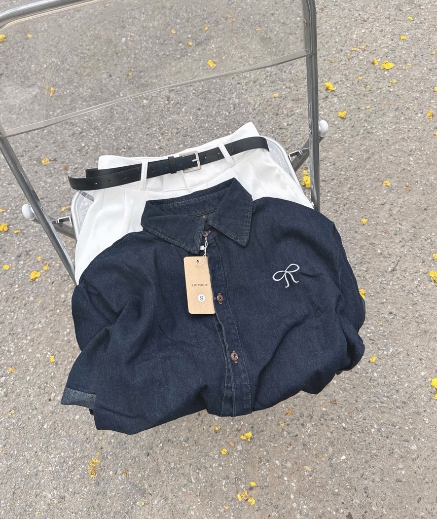 SET ÁO DENIM PHỐI SHORT TRẮNG NỮ