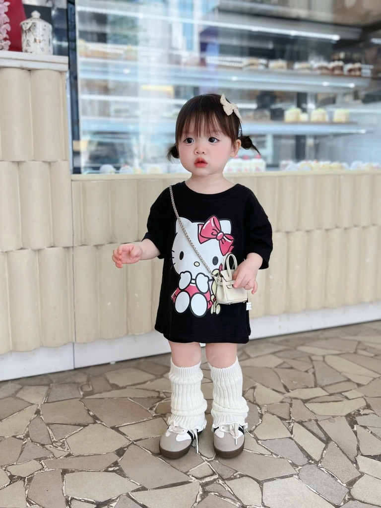 SÉT 3 ÁO CỘC HELLO KITTY TRẮNG HỒNG ĐEN BÉ GÁI SẴN (XẢ 75k)