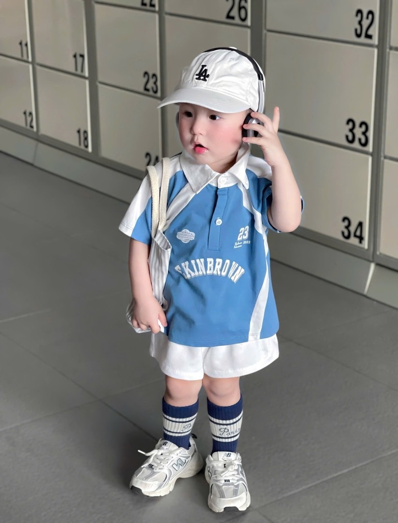 SET POLO PHỐI XANH TRẮNG BÉ TRAI SẴN( xả 57k )