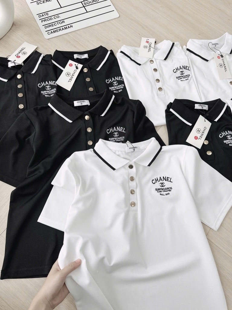 ÁO POLO CHANEL CỘC TAY CỔ BO CÚC ĐỒNG NỮ SẴN