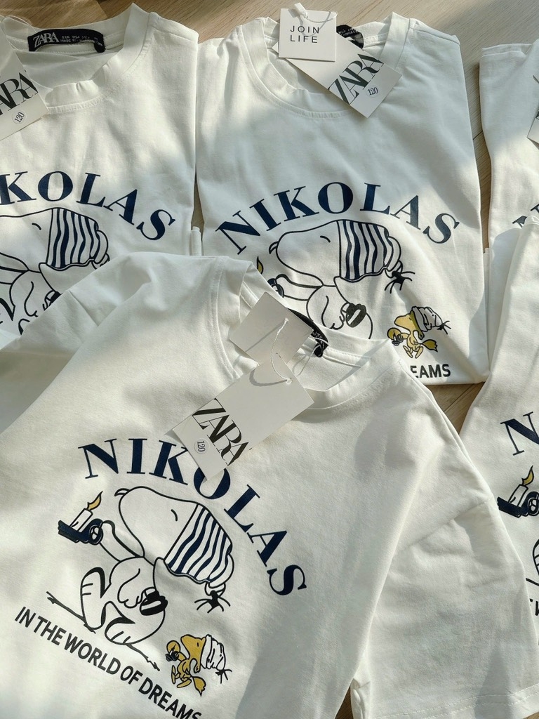 ÁO PHÔNG NIKOLAS CỘC TAY PHOM RỘNG MẸ VÀ BÉ SẴN (ÁO BÉ SALE 25k)