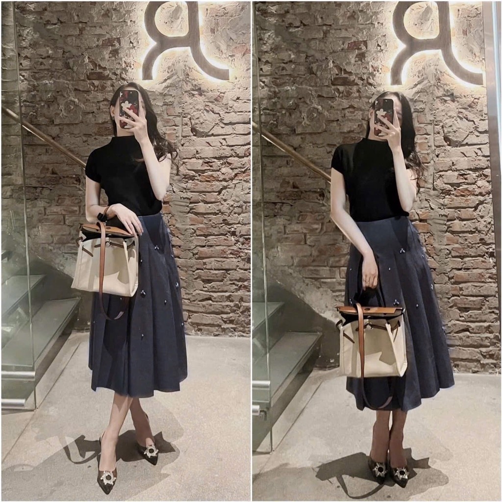 CHÂN VÁY XẾP LI ĐÍNH ĐÁ NỮ SẴN(XẢ 65k)