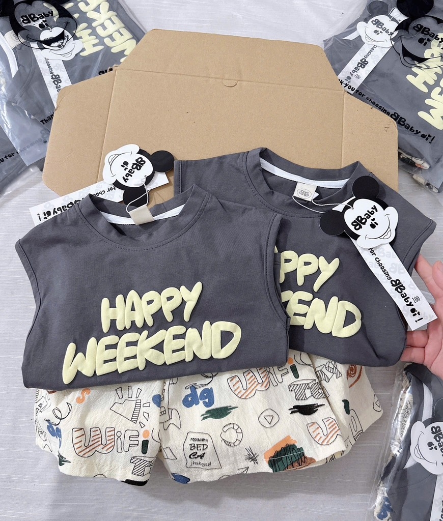 SET CỘC WEEKEND XÁM BÉ TRAI (xả 59k )