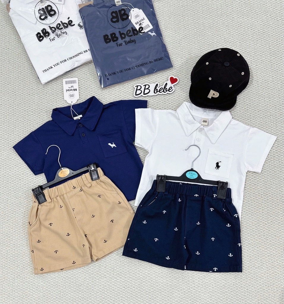 SET CỘC ÁO CỔ TRỤ QUẦN KAKI BÉ TRAI 2 MÀU