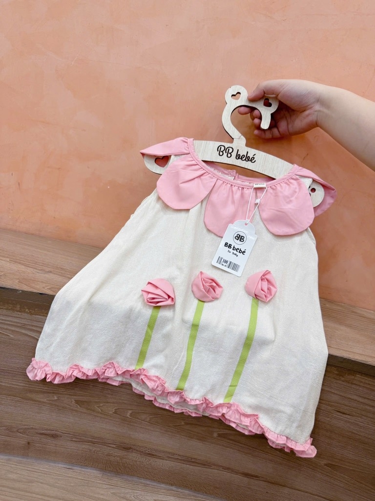 VÁY SUÔNG ĐŨI HOA HỒNG BÉ GÁI (XẢ 57k)