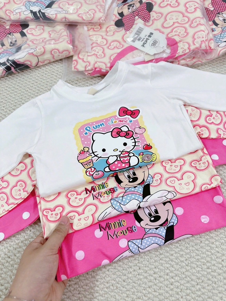 SET 3 BỘ DÀI MICKEY HELLO KITTY TONE HỒNG BÉ GÁI(XẢ 155k)