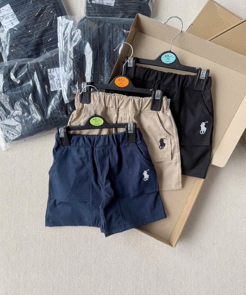 SET 3 QUẦN ĐÙI KAKI THÊU NGỰA BÉ TRAI