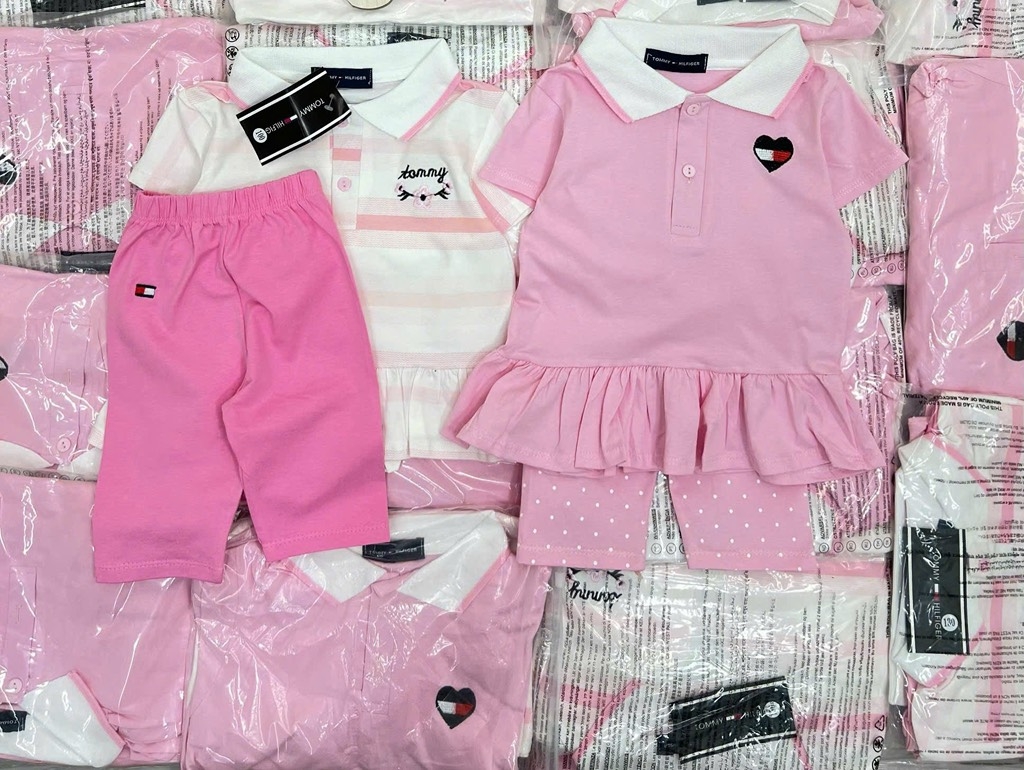 SET 2 BỘ BABYDOLL QUẦN LEGGING THÊU TONE HỒNG BÉ GÁI SẴN (SALE 130k)