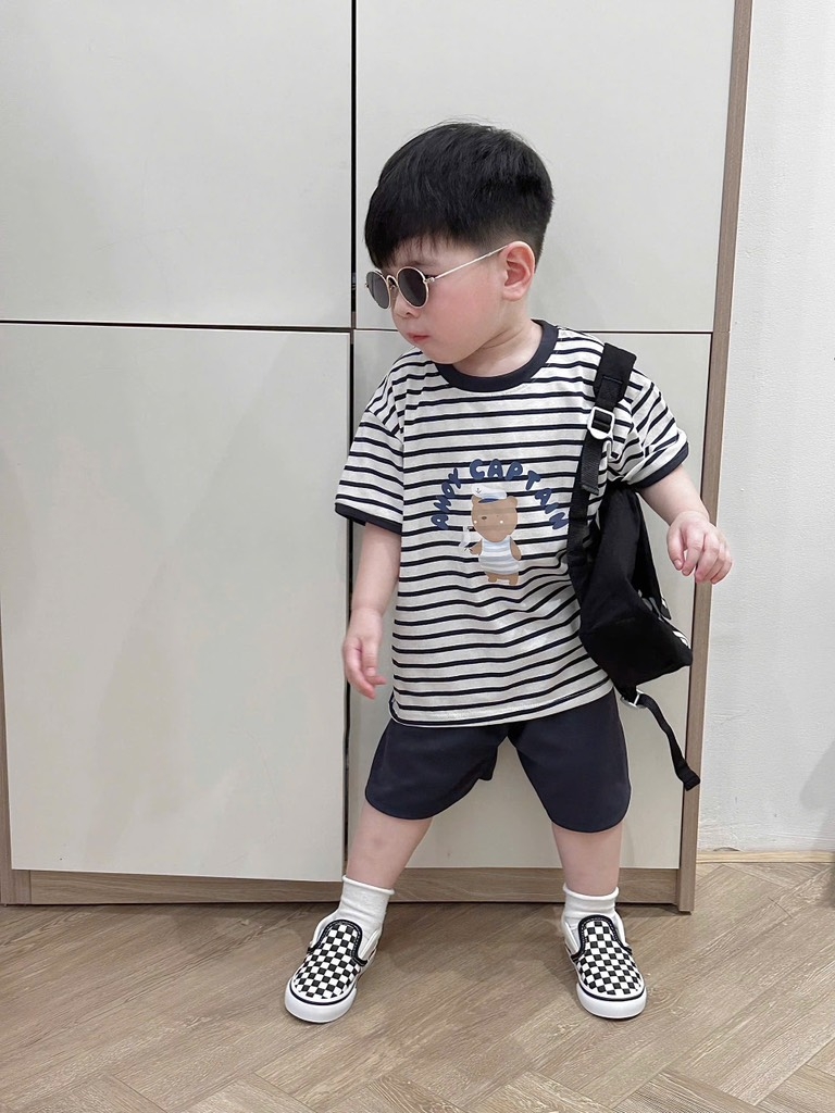 SET ÁO KẺ QUẦN ĐÙI BÉ TRAI