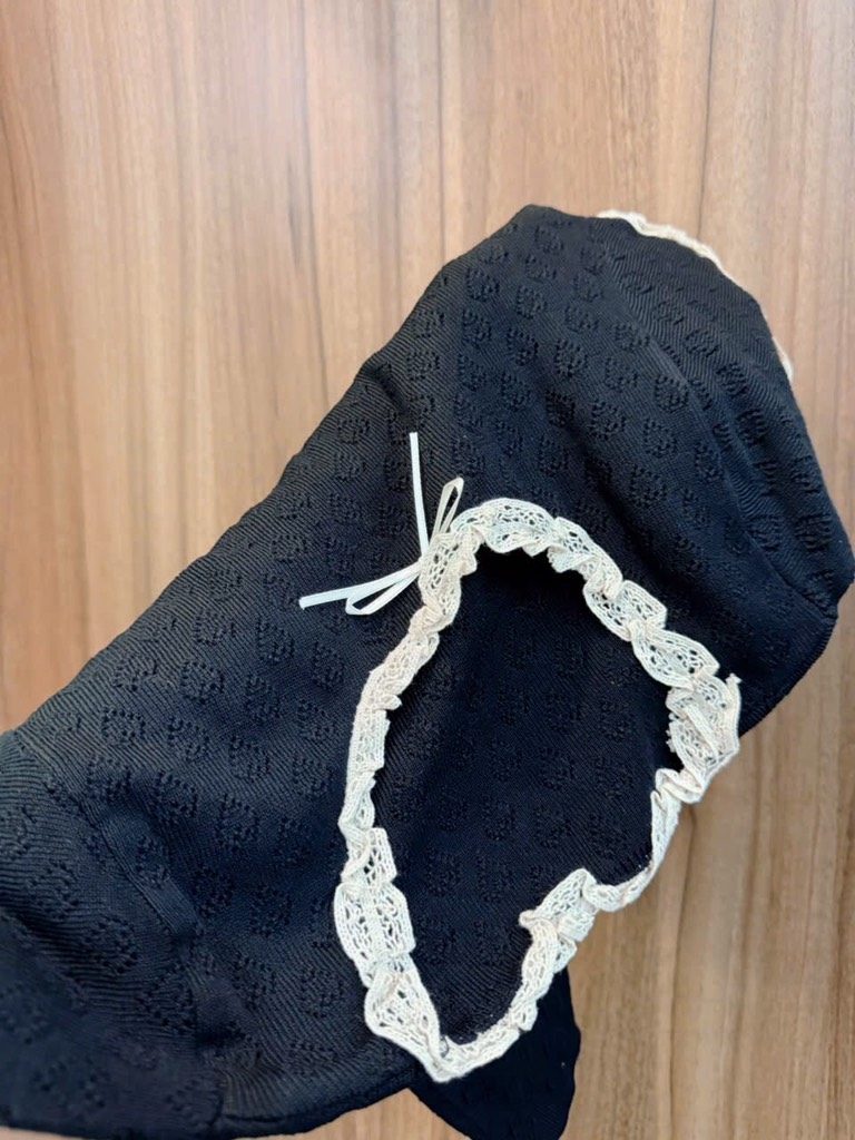 ÁO LEN NỮ PHỐI REN CỔ ĐÍNH NƠ