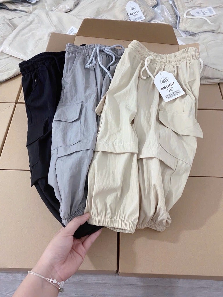 SÉT 3 QUẦN GIÓ DÀI TÚI HỘP CHO BÉ SẴN