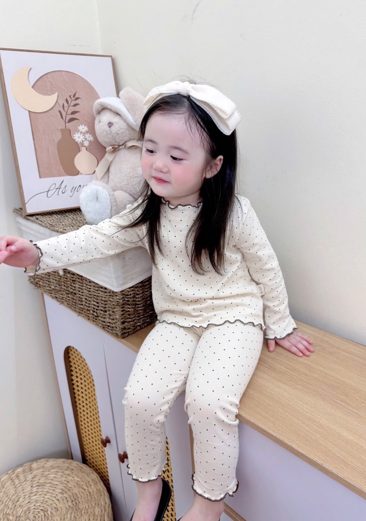 SET BỘ ZIP DÀI CHẤM BI 3 MÀU BÉ GÁI(XẢ 55k)