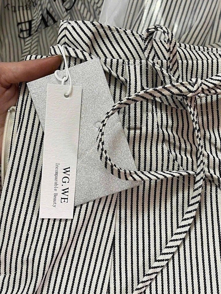 QUẦN SUÔNG KẺ WGWE PHỐI DÂY BUỘC NỮ SẴN