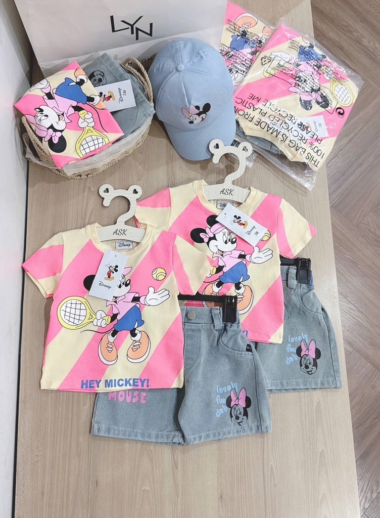 SET CHUỘT MICKEY DISNEY CỰC CHẤT KÈM MŨ BÉ GÁI(XẢ 75k)