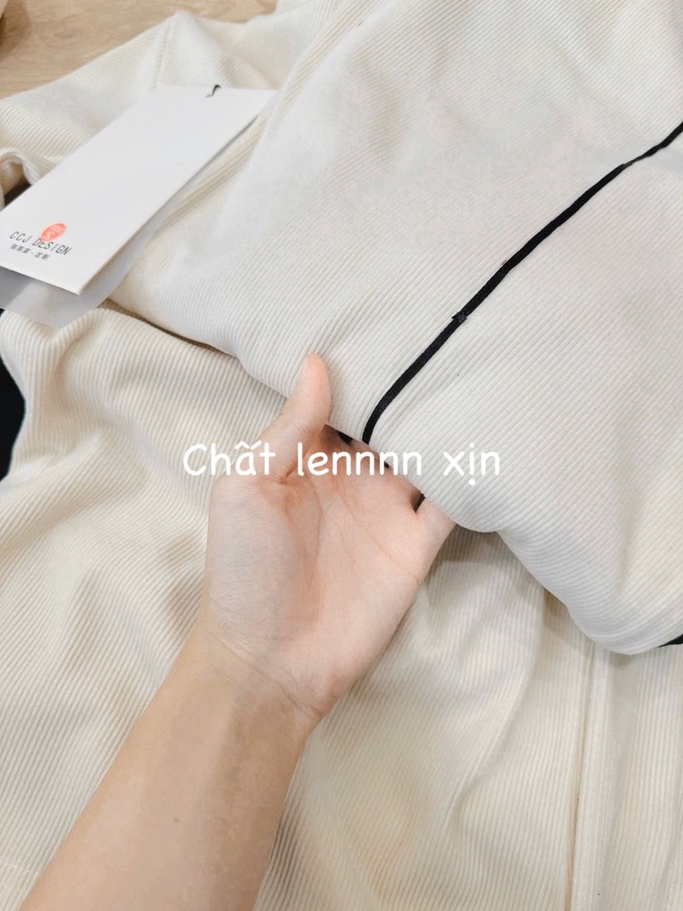 SET ÁO LEN HÀN CỔ CAO MIX QUẦN NƠ NỮ THU ĐÔNG SẴN (SALE 138K)