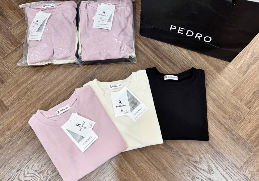 SET 3 ÁO DÀI TAY CỔ TRÒN TRƠN ĐEN BE HỒNG NỮ THU ĐÔNG SẴN