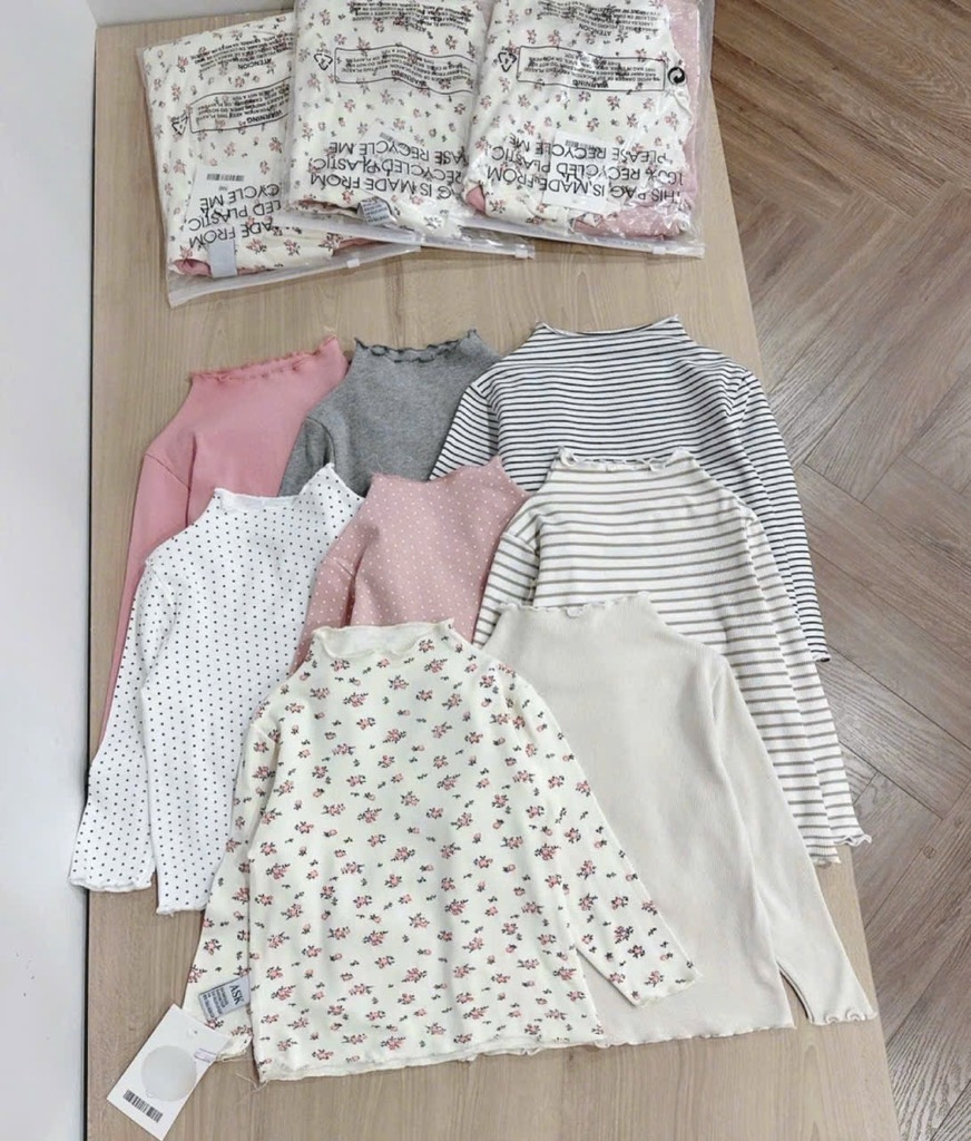 SET 4 ÁO ZIP GIỮ NHIỆT DÀI TAY BÉ GÁI