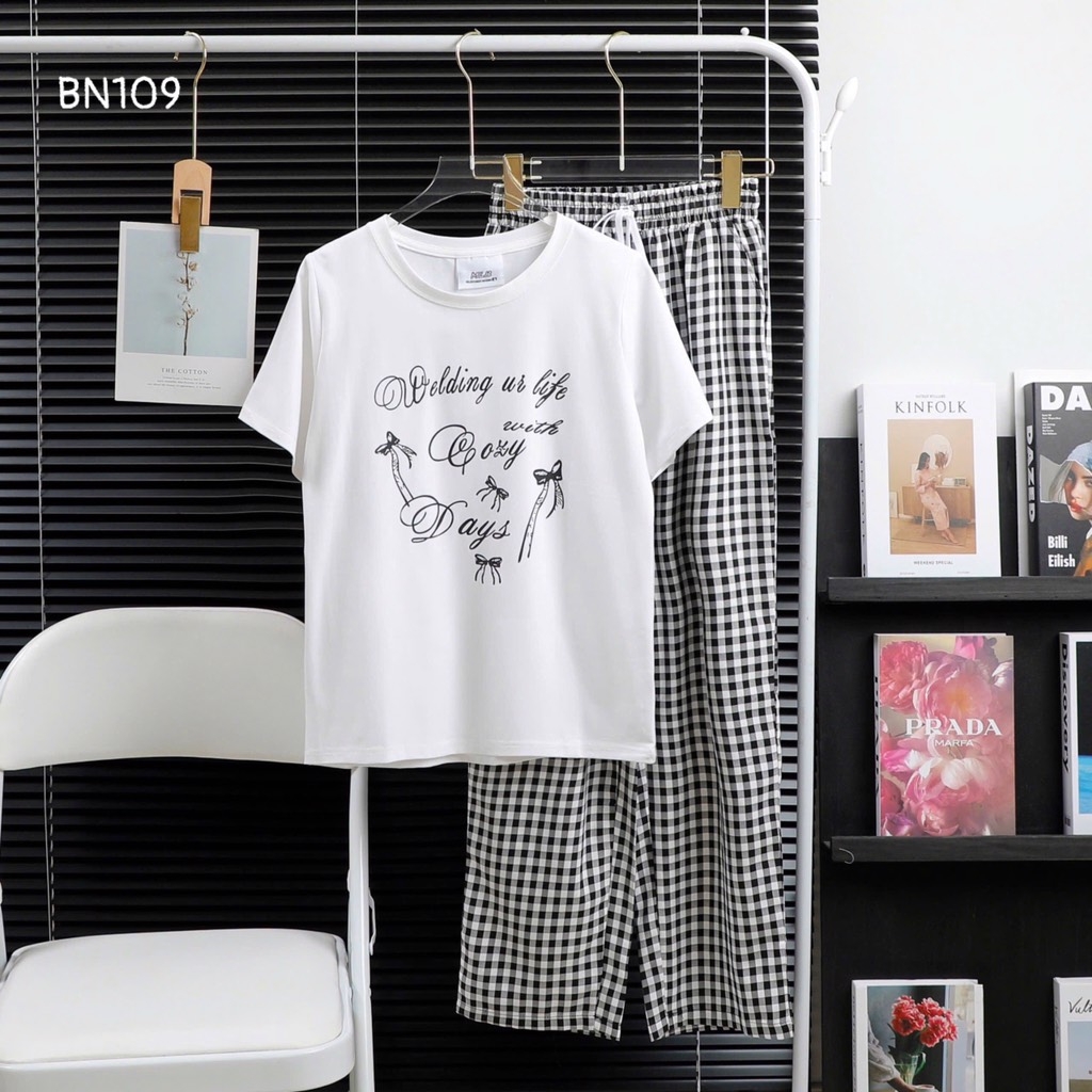BỘ NỮ ÁO COTTON QUẦN THÔ KẺ XUẤT DƯ XỊN NỮ