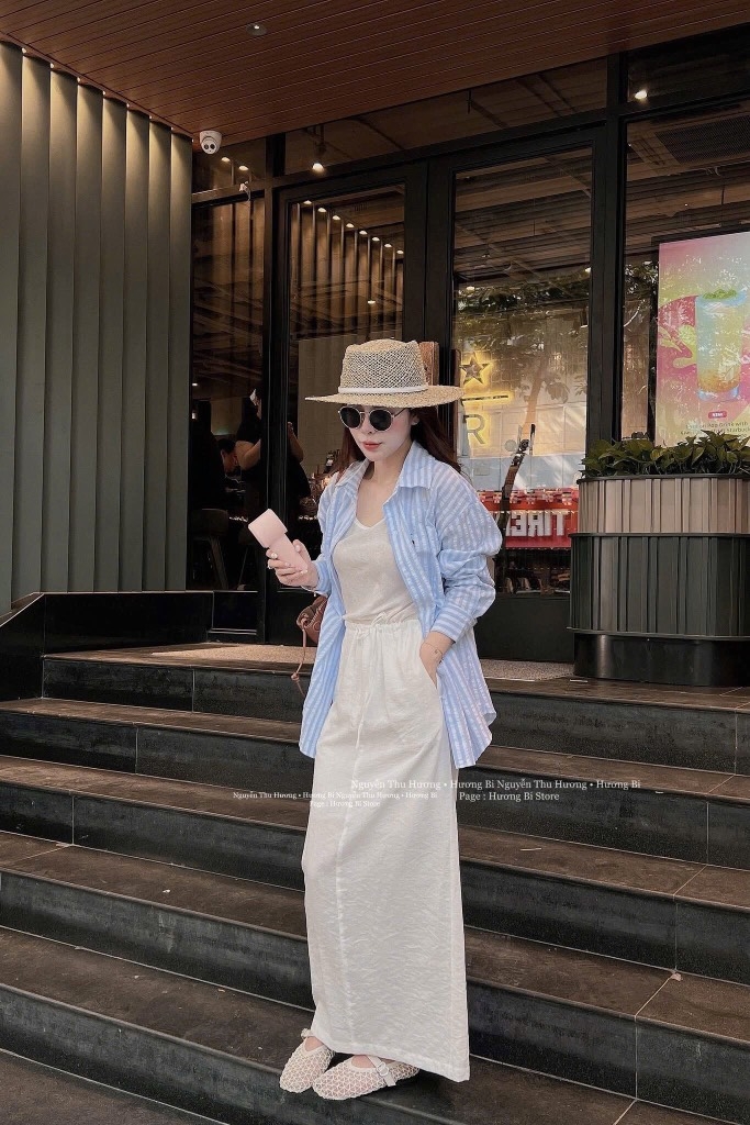 SET ÁO SƠ MI+ CHÂN VÁY ĐŨI DÀI+ ÁO BA LỖ NỮ