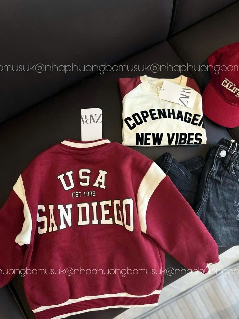 SÉT DÀI 3 MÓN COVER NEW ÁO KHOÁC BOMBER ĐỎ ÁO PHÔNG QUẦN JEAN BÉ TRAI